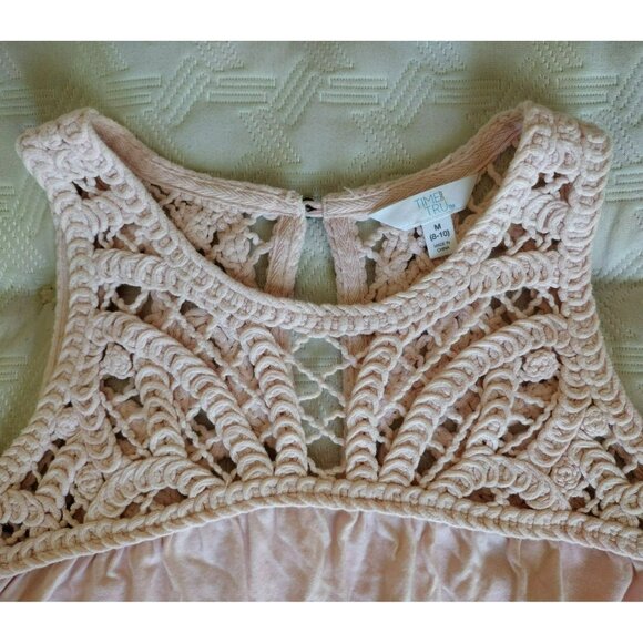 Pink Lace Detail Sleeveless Top by Time and Tru, Size Medium, Cotton Summer Tank - Picture 3 of 8